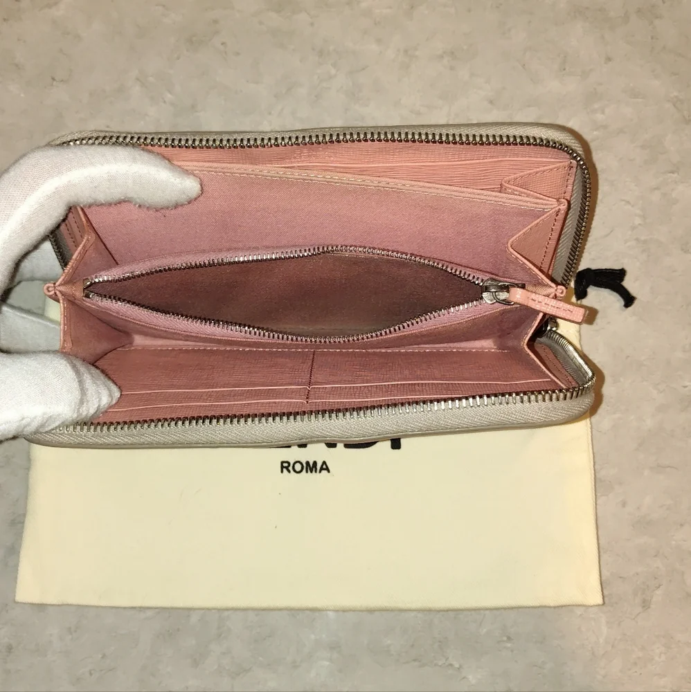 FENDI VITELLO ELITE CRYSTAL EYE  COLORBLOCK MONSTER ZIPPY LONG Wallet & DUSTBAG